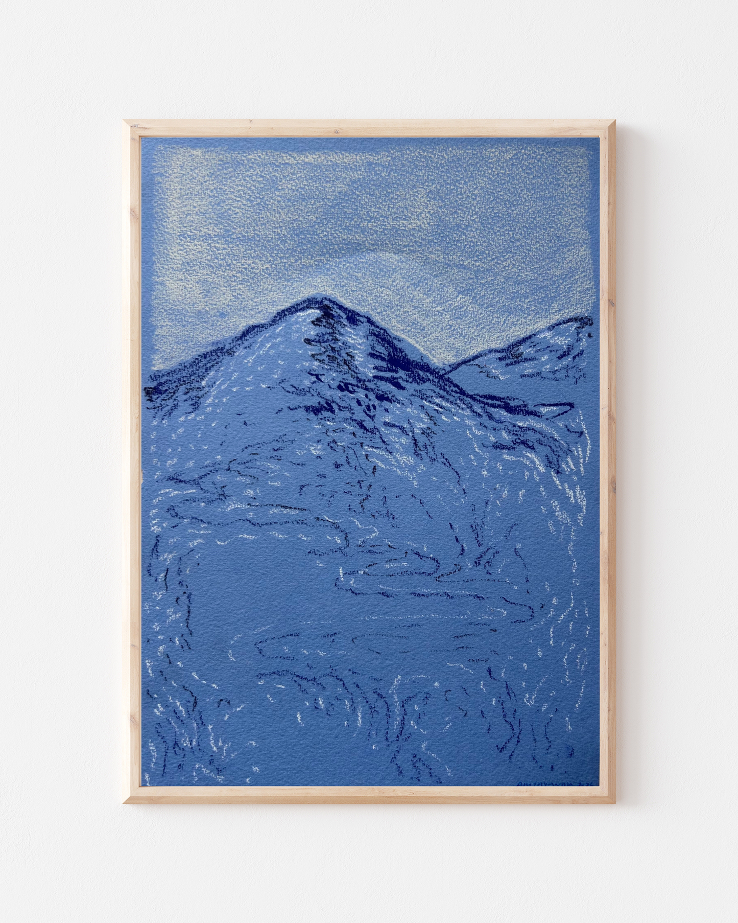 Original unframed Caran d'Ache artwork on Fabriano Cromia Blue titled Wondering by Amy Ayanda
